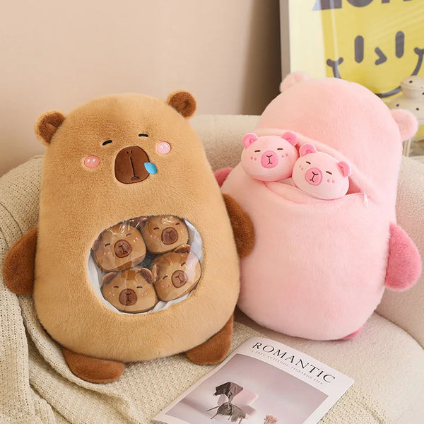 Six Balls Capybara Plush Bag – Cute Squishy Mini Doll for Gifts