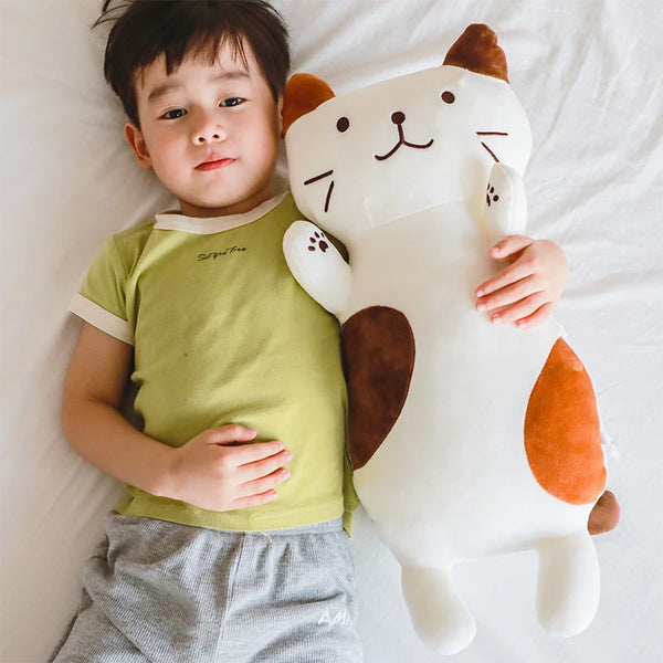 long body fat cat sweet kitten gray brown lovely cartoon animal cute plush toy