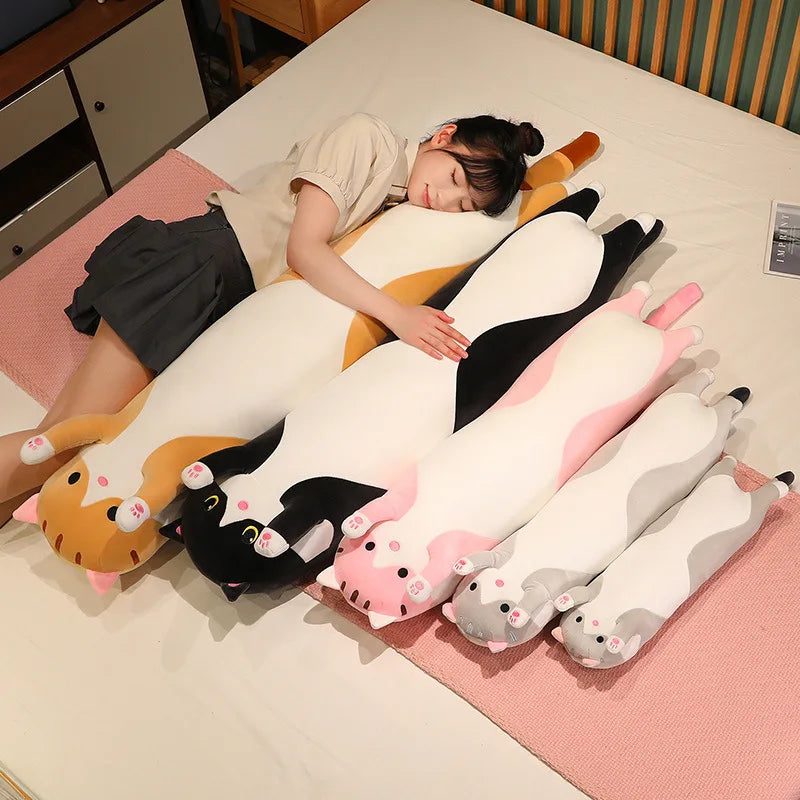 Funny Joy Cute Soft Long Cat Plush Toys Pause Office Nap Pillow Bed Sleep Home Decor