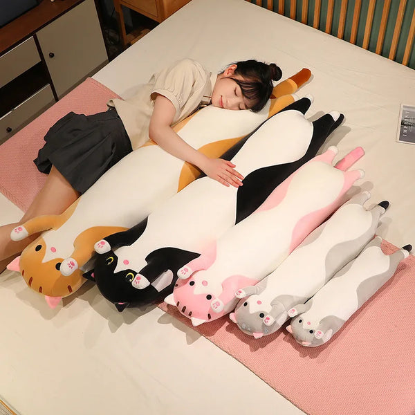 Funny Joy Cute Soft Long Cat Plush Toys Pause Office Nap Pillow Bed Sleep Home Decor