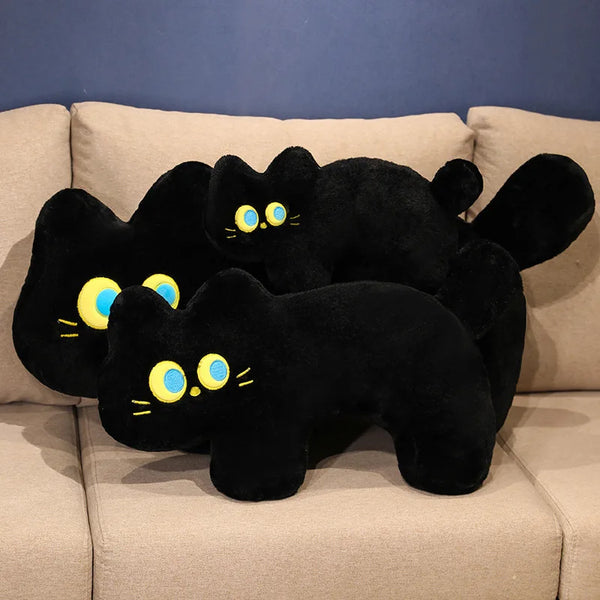 Cartoon Big Eyes Black Cat Plush Sleeping Pillow