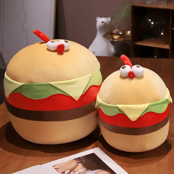 Cartoon Hamburger Chicken Pillow – A Delightful Plush for All Ages