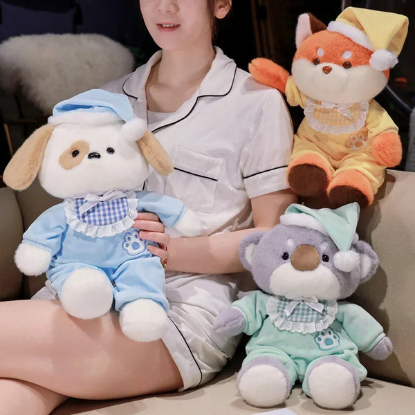 Cartoon Animal Pajamas Plush Toy – Cozy Dog, Fox & Koala Dolls
