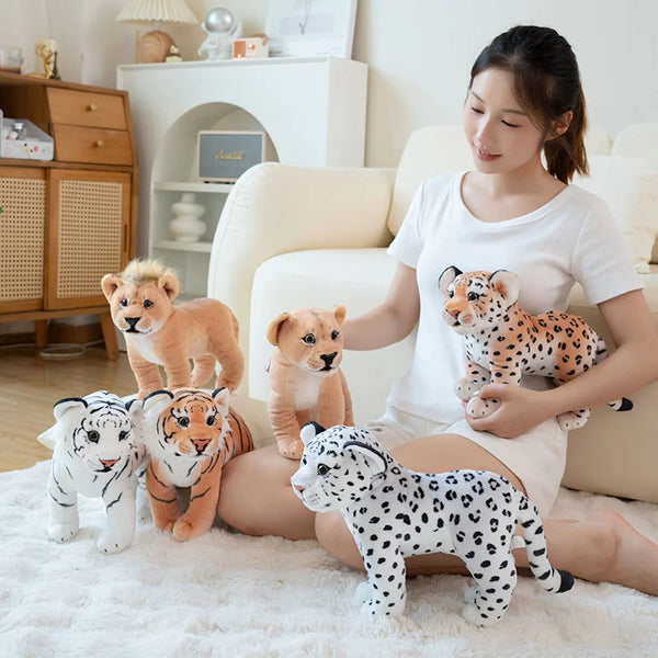 30cm Simulation Stand Lion Snow Leopard Plush Toys Home Decor Stuffed Cute Animals Dolls Soft Real Like Pillow for Boys Gift