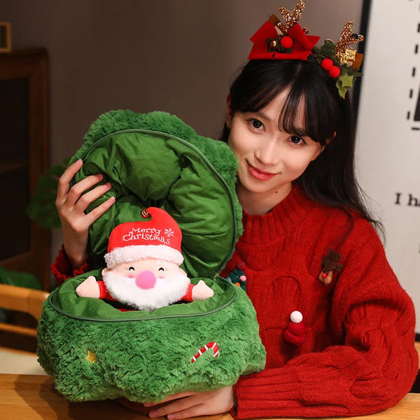 Cute Christmas Plush Toy Stuffed Soft Animals Christmas Deer Tree Fluffy Santa Claus Soft Doll Christmas Decoration Kids Toys