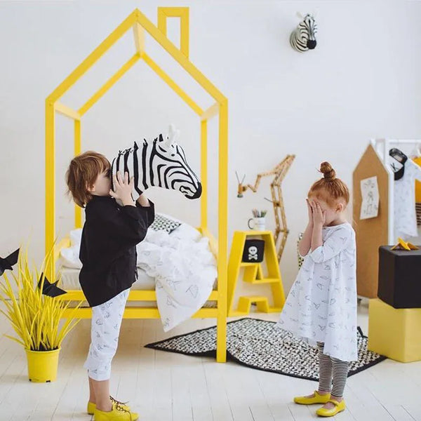 3D Zebra/Elephant/Giraffe Animal Head Wall Mount Children Stuffed Toys Kids Room Wall Home Decoration Accessories Birthday Gifts