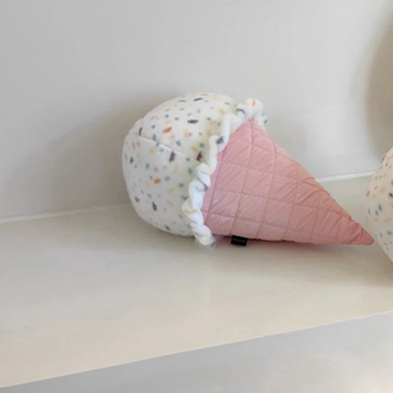 Sweeten Your Space with the Cartoon Ice-Cream Cone Plush Pillow