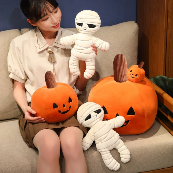 Cartoon Halloween Pumpkin Ghost Plush Toy Funny Halloween Plush Doll Pillow Home Party Decor Gift