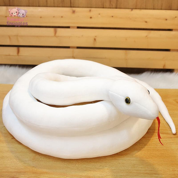 Giant Simulation Snake Plush Toy – Long Stuffed Animal WHITE Kawaii Snuggle