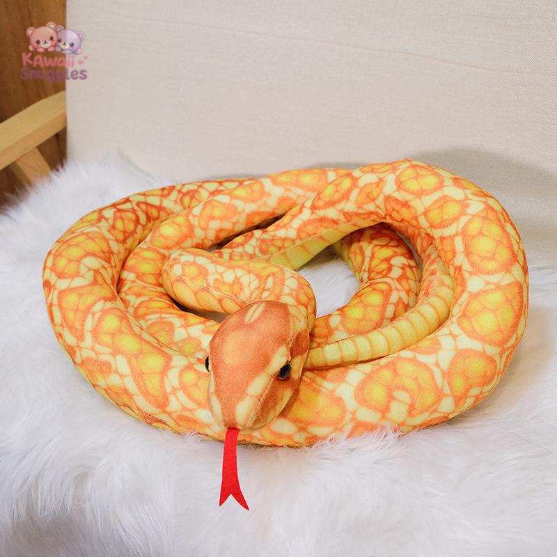 Giant Simulation Snake Plush Toy – Long Stuffed Animal Yellow Kawaii Snuggle