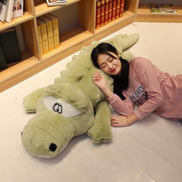 Big Size Crocodile Plush Pillow – Soft Stuffed Animal Mat green Kawaii Snuggle