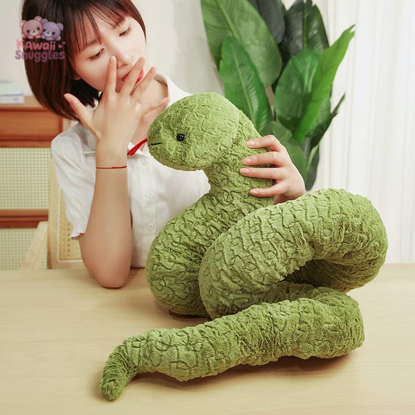 Kawaii Curly Soft Snake Plush Doll – Adorable Cartoon Snake Toy green Kawaii Snuggle