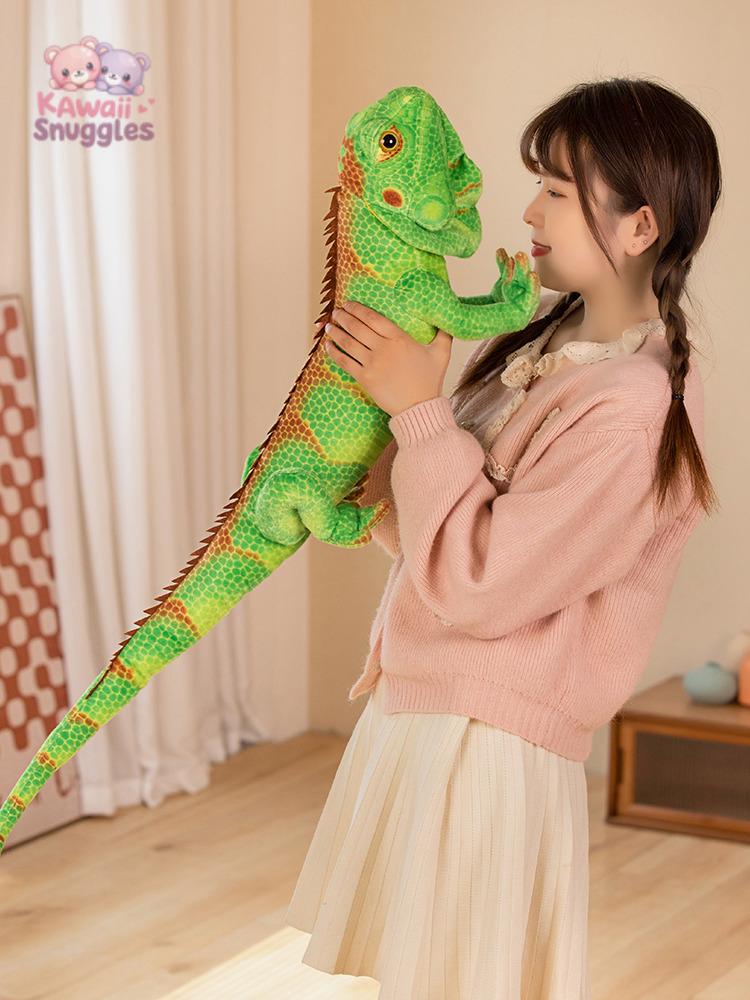 Realistic Lizard & Chameleon Plush Toys – Soft Stuffed Reptile Dolls green Kawaii Snuggle