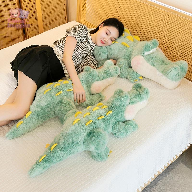 Cute Soft Green Giant Crocodile Plush Toy – Fluffy Alligator Pillow Kawaii Snuggle