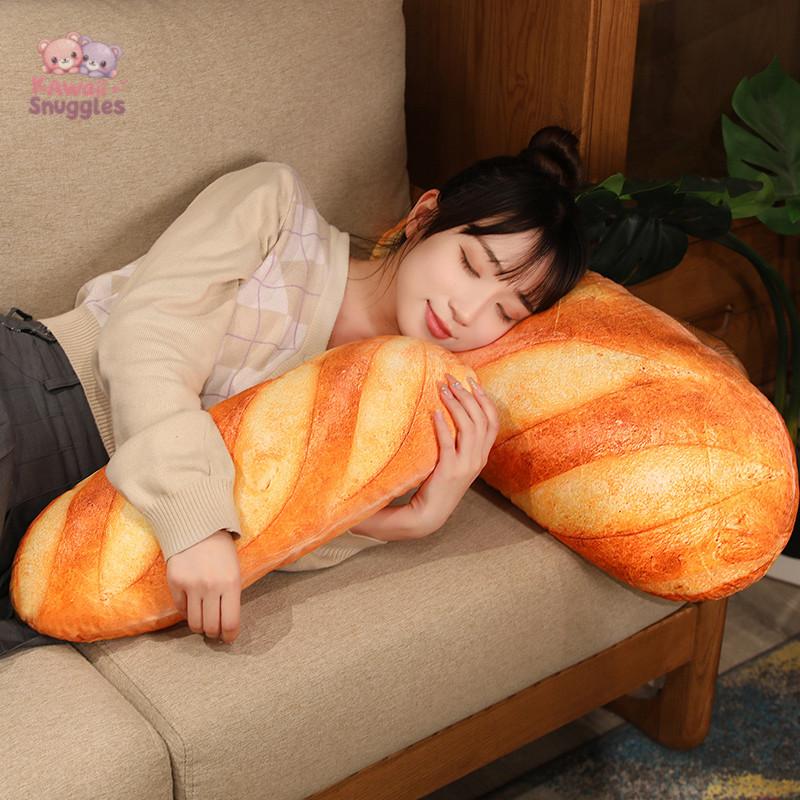 Real Life Giant Baguette Bread Plush Pillow: A Wholesome Comfort Kawaii Snuggle