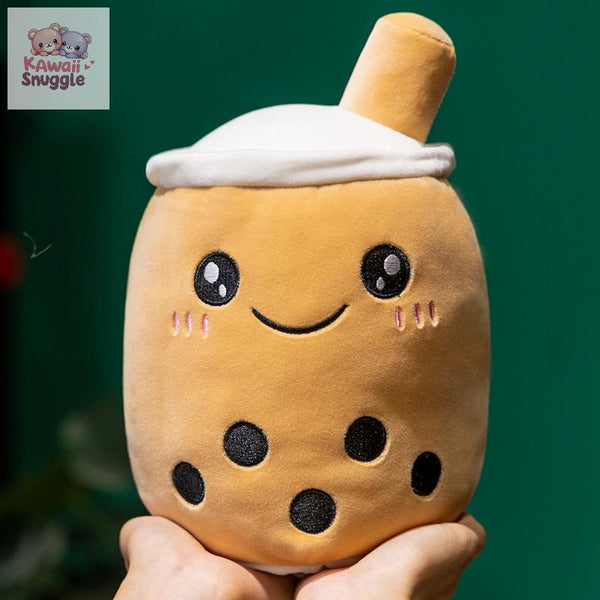 Two-Side Reversible Bubble Tea Plush Toys – Flip for Instant Cuteness! brown to white 15cm Kawaii Snuggle