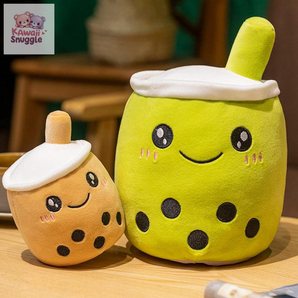 Two-Side Reversible Bubble Tea Plush Toys – Flip for Instant Cuteness! green to purple 15cm Kawaii Snuggle