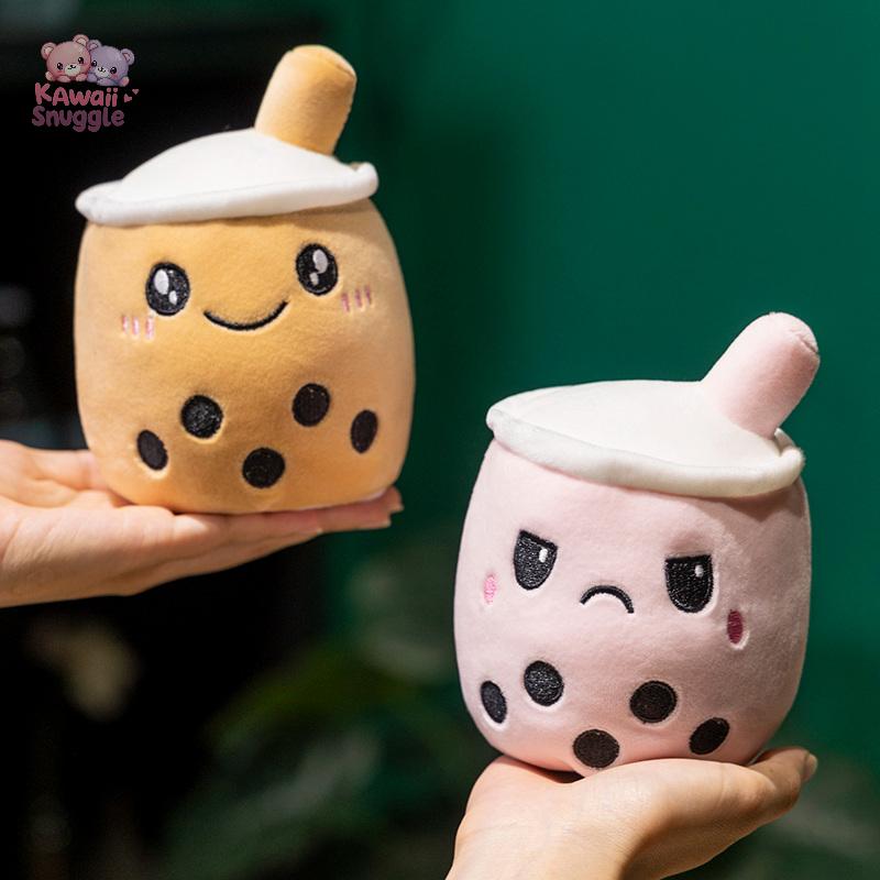 Kawaii Bubble Tea Reversible Plush – A Sip of Cuteness, Two Moods in One! Kawaii Snuggle