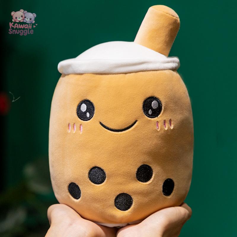 Kawaii Bubble Tea Reversible Plush – A Sip of Cuteness, Two Moods in One! brown white Kawaii Snuggle