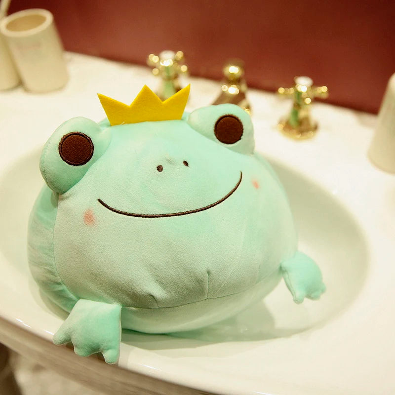 1pc 35cm Cute Crown Frog Plush Pillow Lovely Stuffed Soft Animal Frog Toys Cushion for Children Baby Birthday Appease Dolls