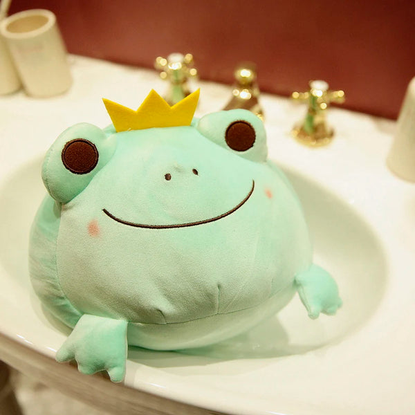 1pc 35cm Cute Crown Frog Plush Pillow Lovely Stuffed Soft Animal Frog Toys Cushion for Children Baby Birthday Appease Dolls