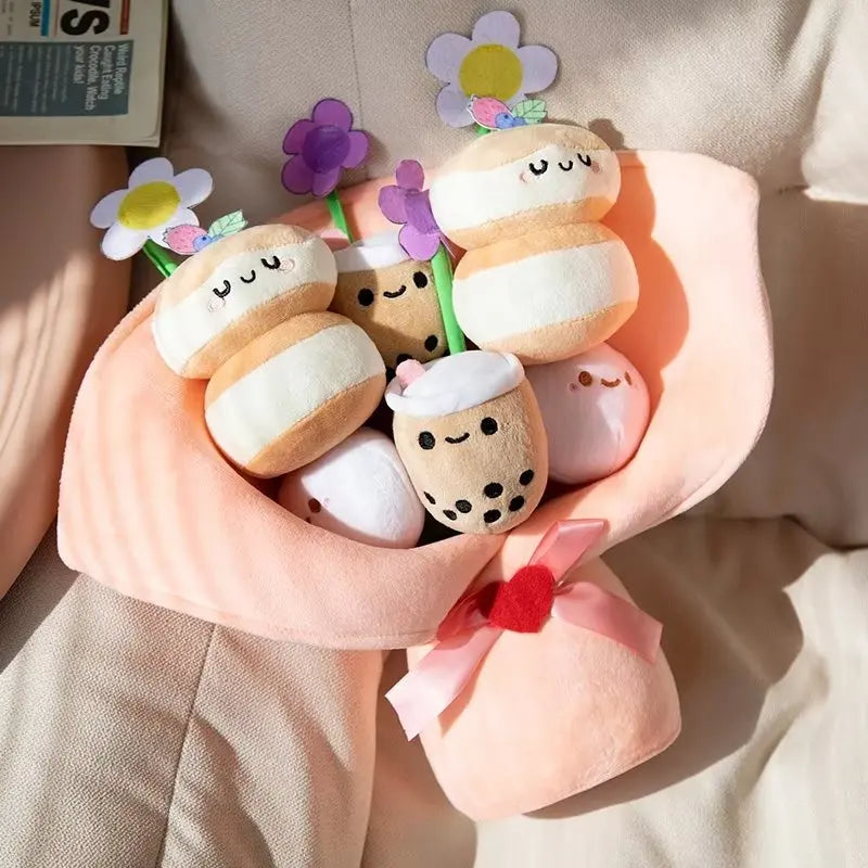 Kawaii Boba Flower Plush Toy Bouquet – A Sweet Twist on Traditional Gifting