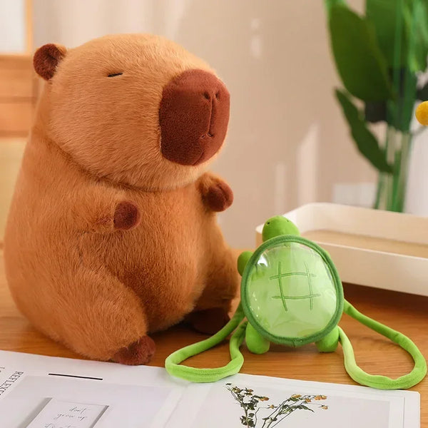 Cute Turtle Backpack Capybara Strawberry Hat Capybara Plush Toy Stuffed Animals
