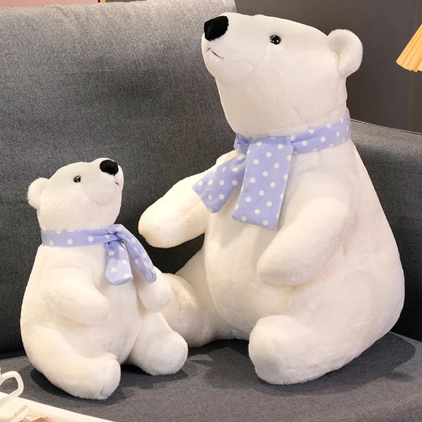 Lovely Polar Bear Plush Toys Cute Soft White Bears With Scarf Dolls