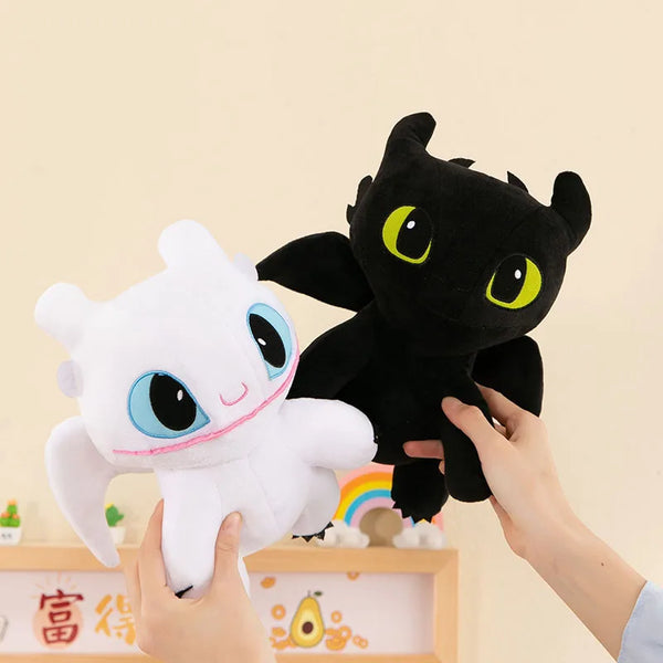 Cute kawaii flying dragon plush toy, black and white dinosaur is suitable for holiday