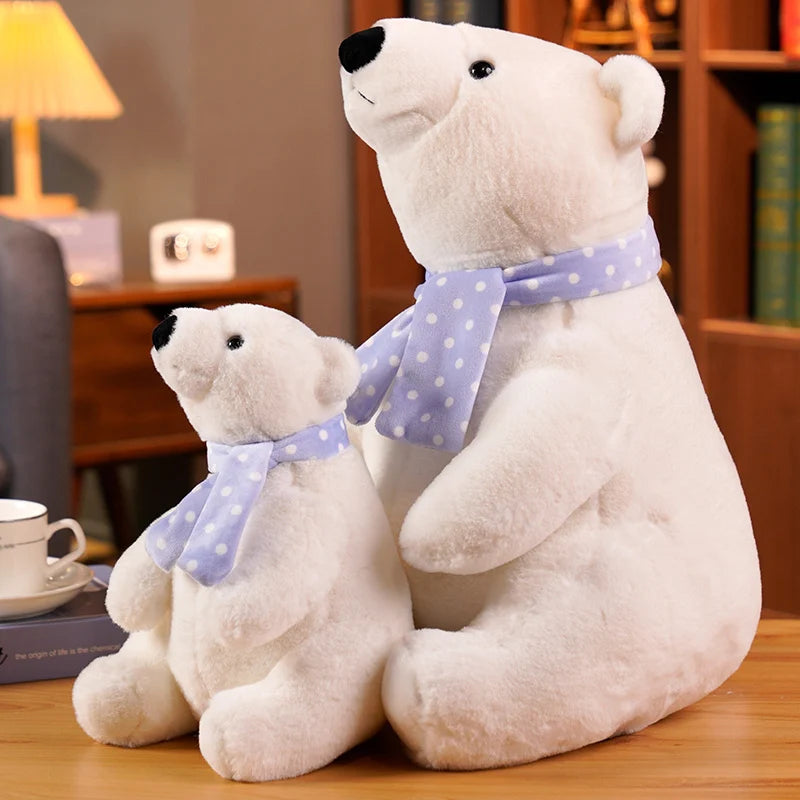 Lovely Polar Bear Plush Toys Cute Soft White Bears With Scarf Dolls