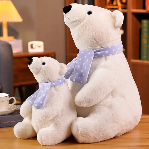 Lovely Polar Bear Plush Toys Cute Soft White Bears With Scarf Dolls