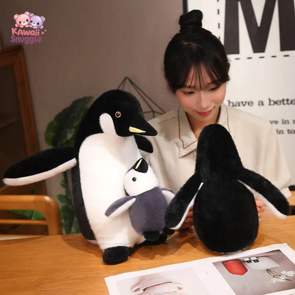 Kawaii Simulation Fluffy Mother and Son Penguin Plush
