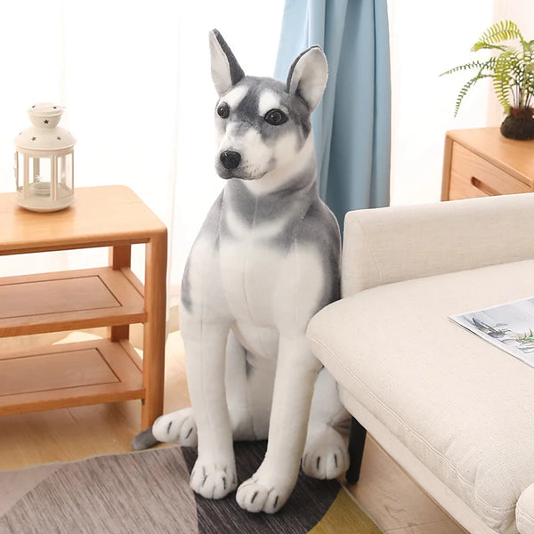 High Quality Big Simulation Dog Plush Toy Stuffed Lifelike Husky Dog Puppy Doll