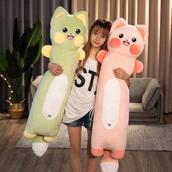 Cute Cat Plush Doll Soft Long Body Raccoon Pillow Stuffed Toys Kawaii Kids Girls