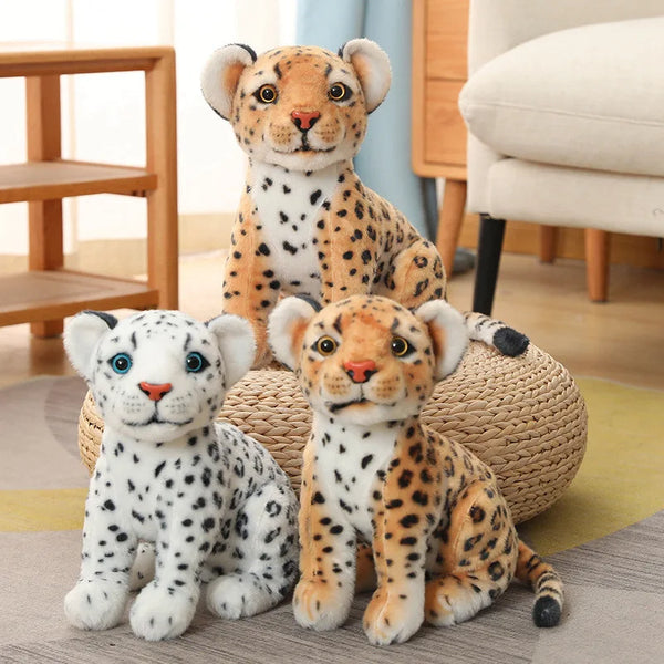 28/32cm Simulation White Leopard Lifelike Animal Plushie Sitting Spotted Leopard Nice Gifts For Friends Home Decro