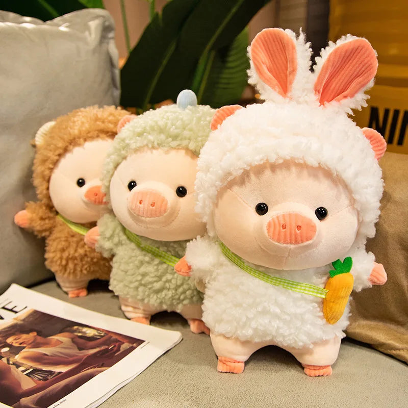 Lovely Pig Plush Toy in Rabbit & Bear Cosplay – Soft Stuffed Animal for Kids