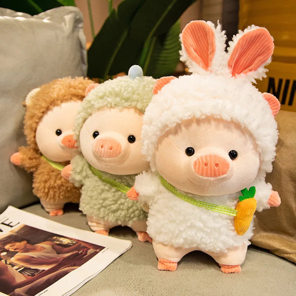 Lovely Pig Plush Toy in Rabbit & Bear Cosplay – Soft Stuffed Animal for Kids