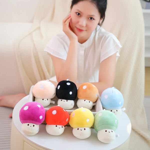 Kawaii Colorful Mushroom Plush Keychain – Pocket-Sized Whimsy for Everyday Joy