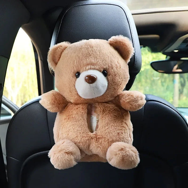 Car Tissue box plush cute cartoon bear duck seat back hanging drawer cover