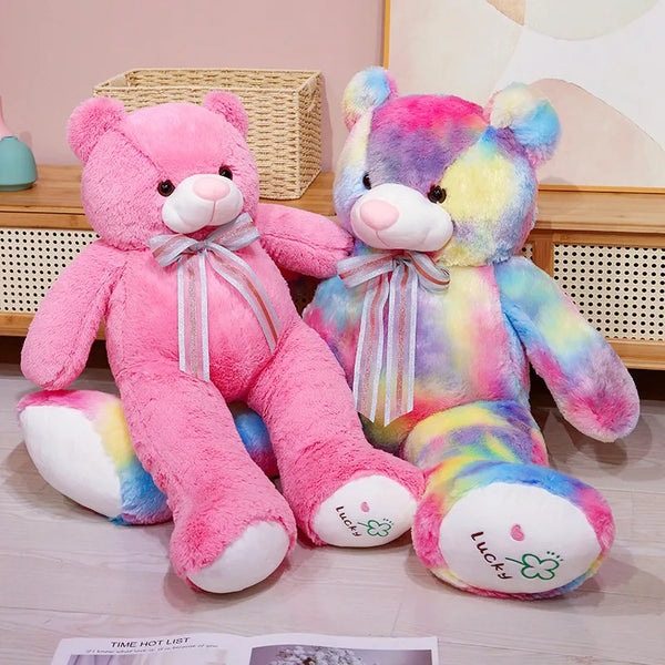 Cartoon Pink Rainbow Colors Teddy Bear Plush Doll – Where Color Meets Cuteness | Kawaii Snuggle