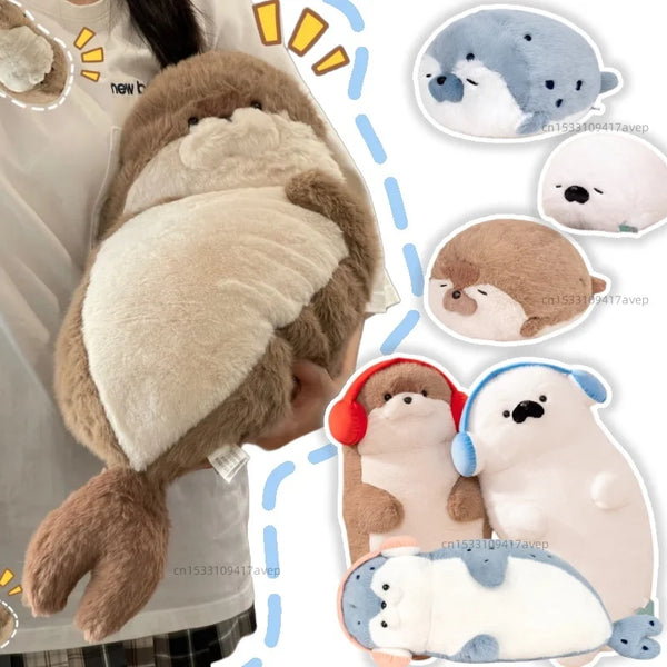 Cartoon Earphone Seal Sea Otter Plush – A Round Bundle of Joy