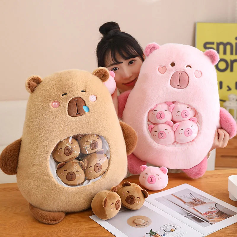 Six Balls Capybara Plush Bag – Cute Squishy Mini Doll for Gifts