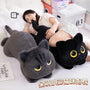 50-90cm Cute Black Cat Plush Toy Doll Kawaii Big Cuddly Pillow Cushion Ins Black Cat Plush Toy Doll For Boy Girl Birthday Gifts