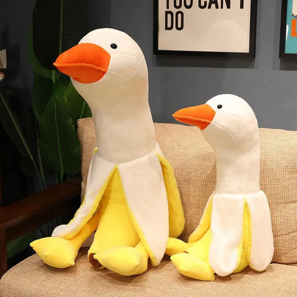 Fluffy Banana Duck Plush Toys Sleep Pillow Cute Animal Stuffed Swan Goose Dolls