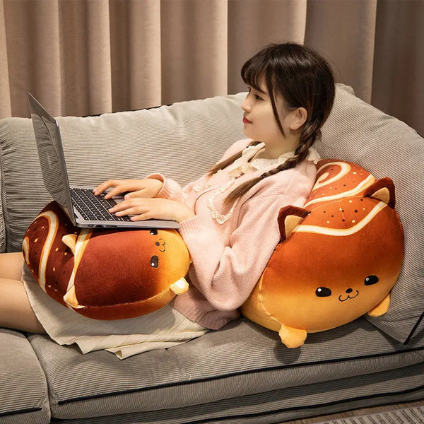 Kawaii Bread Cat Plush Pillow – Cute Toast Stuffed Toy Gift