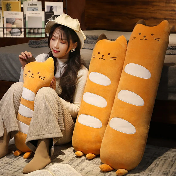 Long Animals Plush Toy Stuffed Squishy Animal Bolster Pillow Cat Cylindrical Plushie