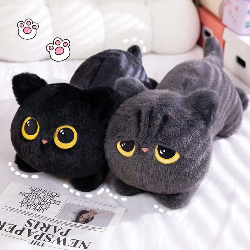 Big Soft Black Cat Sleeping Pillow – Stuffed Animal Cushion Gift
