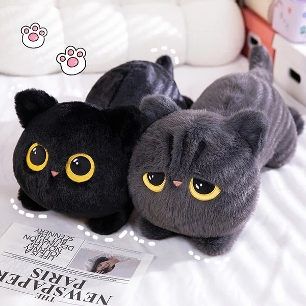 Big Soft Black Cat Sleeping Pillow – Stuffed Animal Cushion Gift