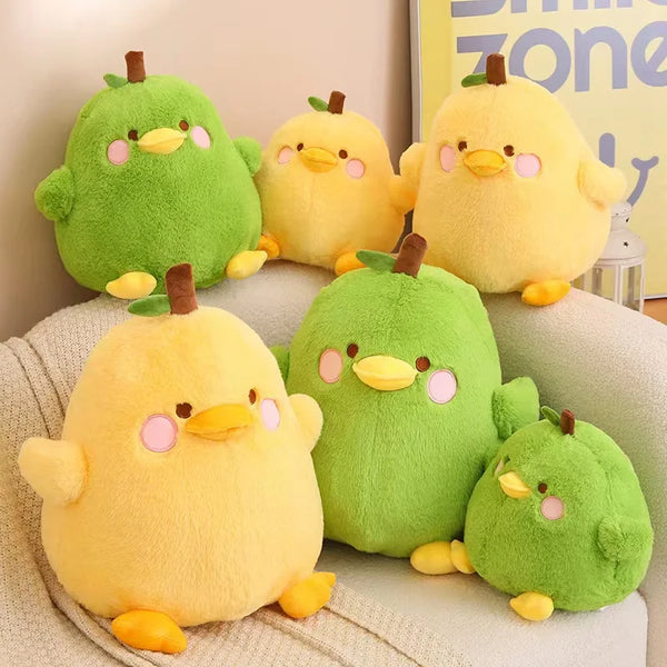 Cartoon Duck and Pear Plush Set A Whimsical Duo Full of Charm and Cuddles
