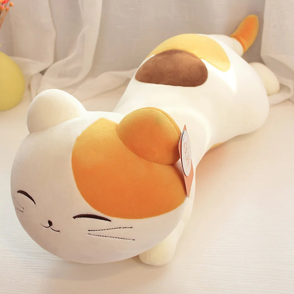 New Huggable Kawaii Cat Plush Pillow – Soft Cartoon Cushion & Stuffed Toy Gift for Girls